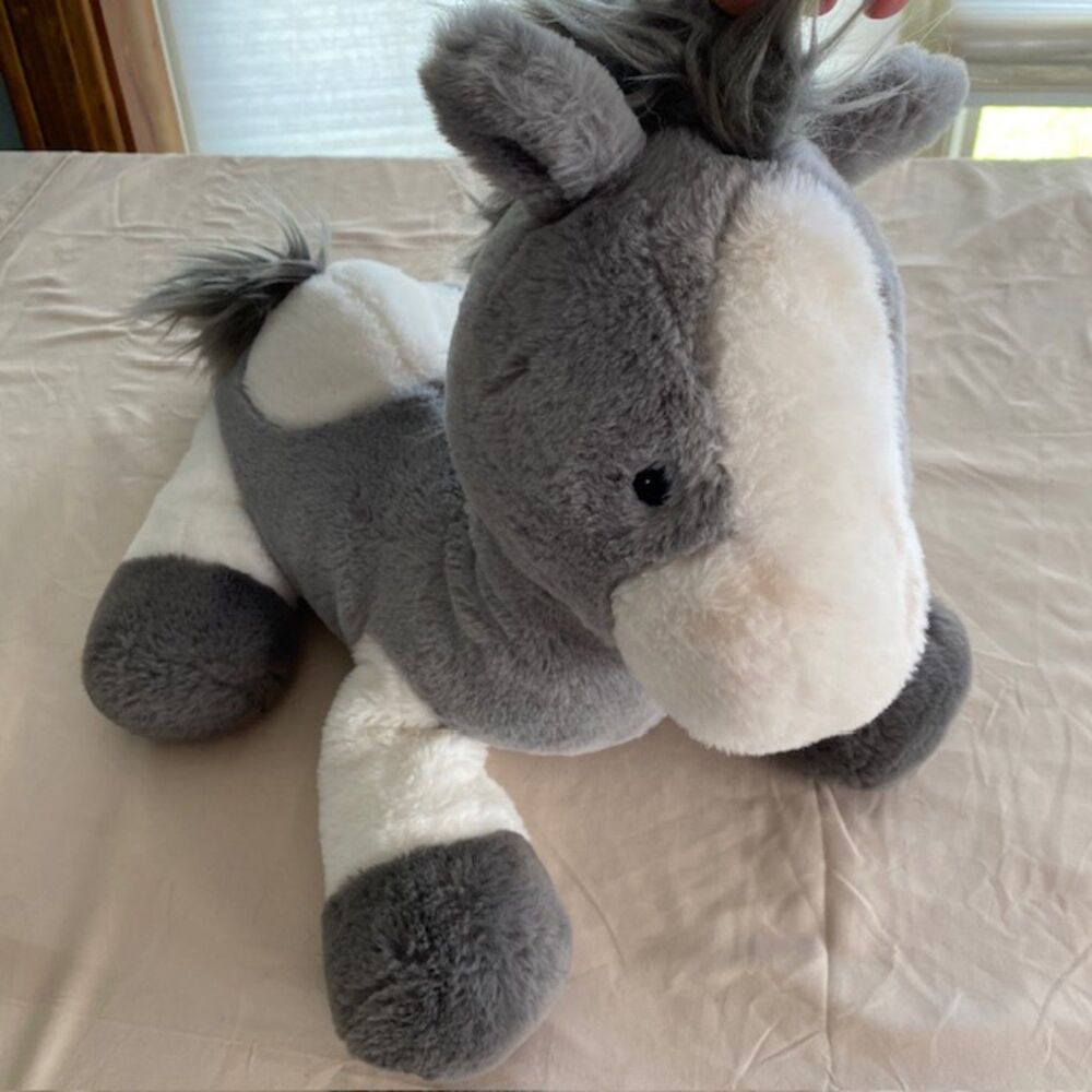 Animal Adventure Gray White Horse Donkey Plush Stuffed Animal